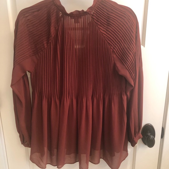 Ann Taylor Pleated Tie Neck Blouse - Picture 6 of 6